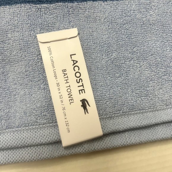 Lacoste Bath Towel 30" x 52" Match Cotton Colorblocked Blue Pool Beach New - Picture 3 of 7